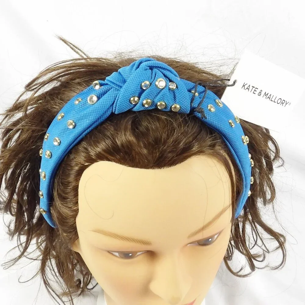 Kate & Mallory Set OF 2 Headbands with Clear Stone Accents Blue & Black NWT